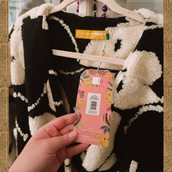 nwt! farm rio x smiley belted two-tone cardigan - Picture 5 of 5